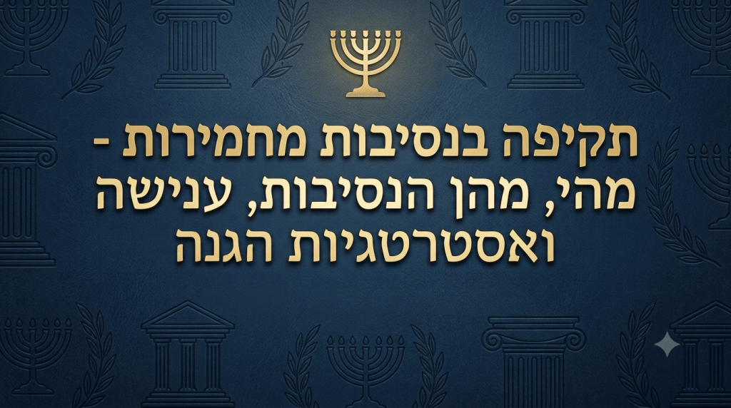 תמונה בעלת רקע כחול עם אלמנטים משפטיים וסמל המנורה המוצגת ככותרת בנושא תקיפה בנסיבות מחמירות הסוקרת מהן הנסיבות הענישה ואסטרטגיות ההגנה המשפטיות